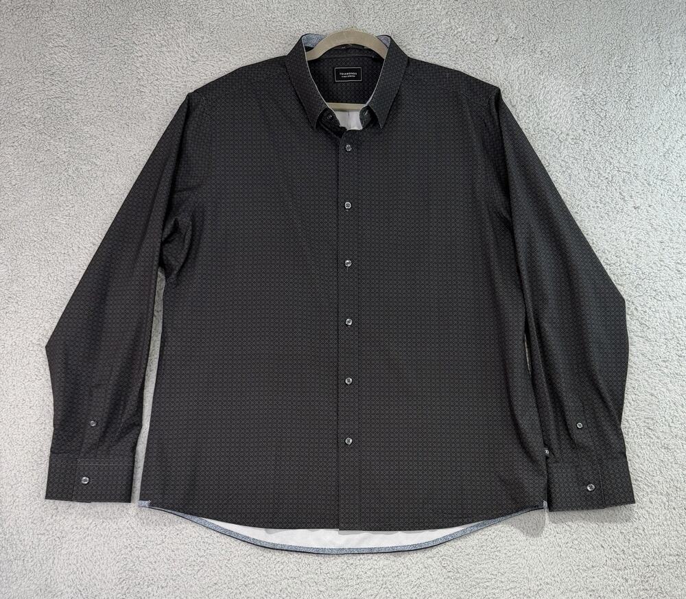 7 Diamonds 4-Way Stretch Black Shirt XXL Flip Cuff Saturday Express Geometric